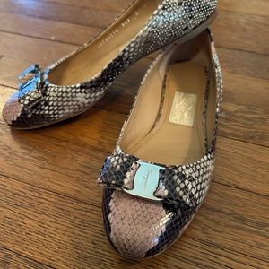 Salvatore Ferragamo snake skin ballet flats